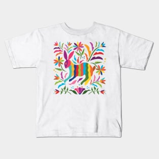 Mexican Otomí Rabbit by Akbaly Kids T-Shirt